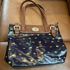 Fossil vinyl bag with leather detail